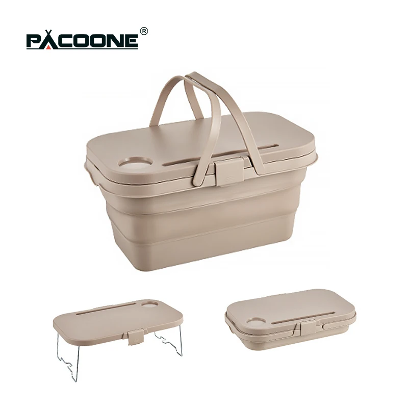 

PACOONE Outdoor Storage Box Folding Table Camping Foldable Hand Basket Picnic Car Trunk Barbecue Gathering Waterproof Tableware