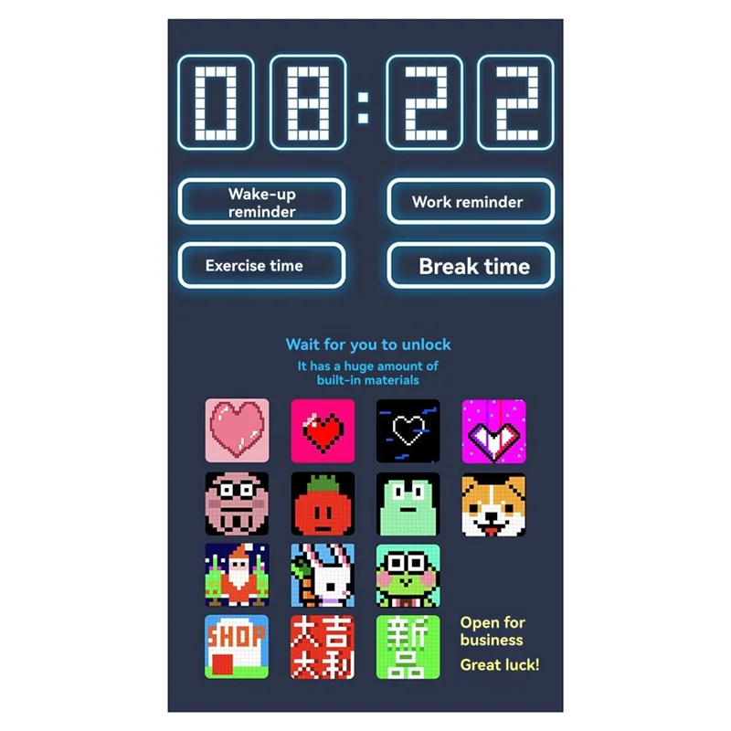 A93E-Customizable LED 16X16 Pixel Nightlight - Smart APP Control For DIY Text And Photos Animation Frame Gift