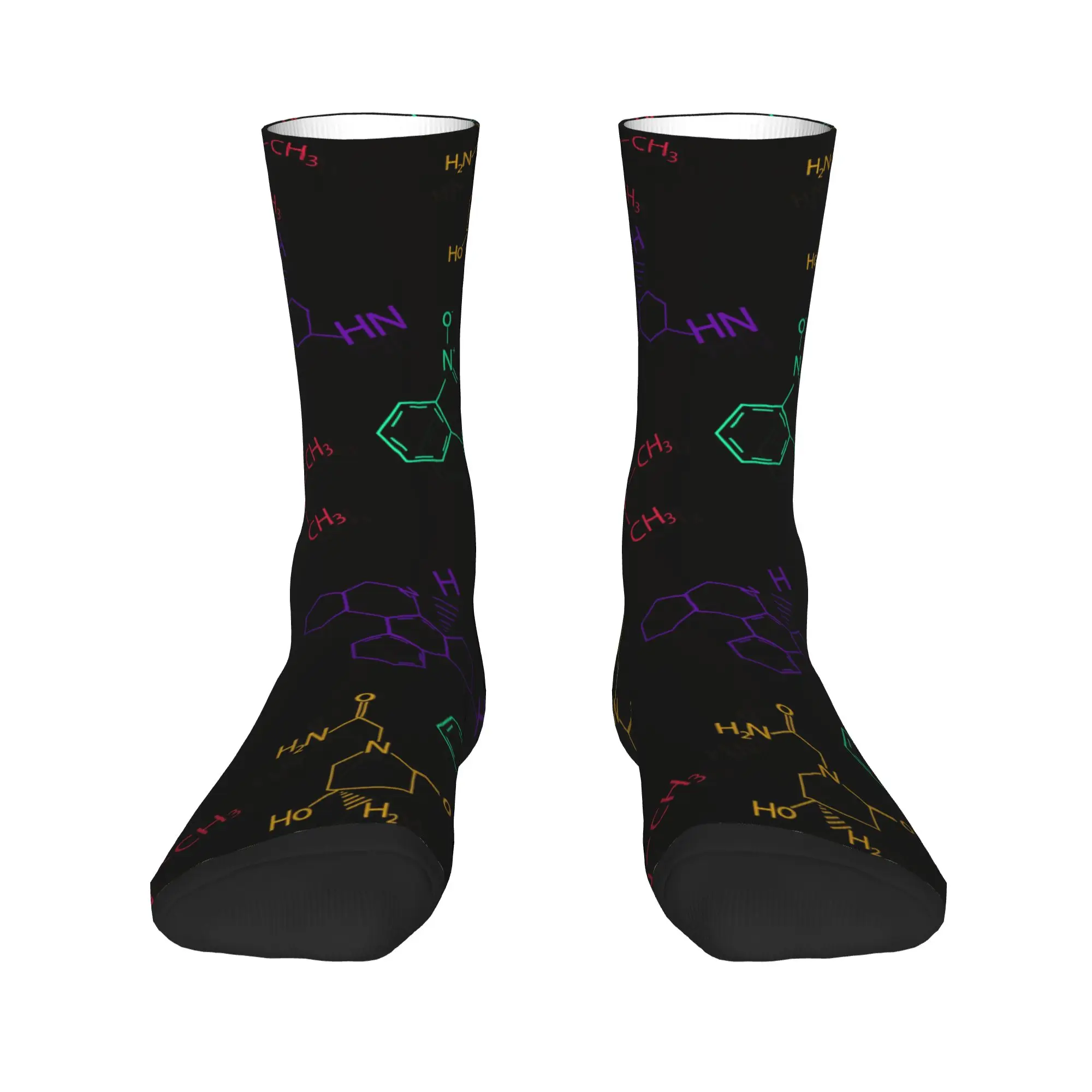 Chemical Molecular Formula Stockings  Pattern Gothic Socks Spring Anti Slip Socks Adults Men Outdoor Sports Medium Soft Socks