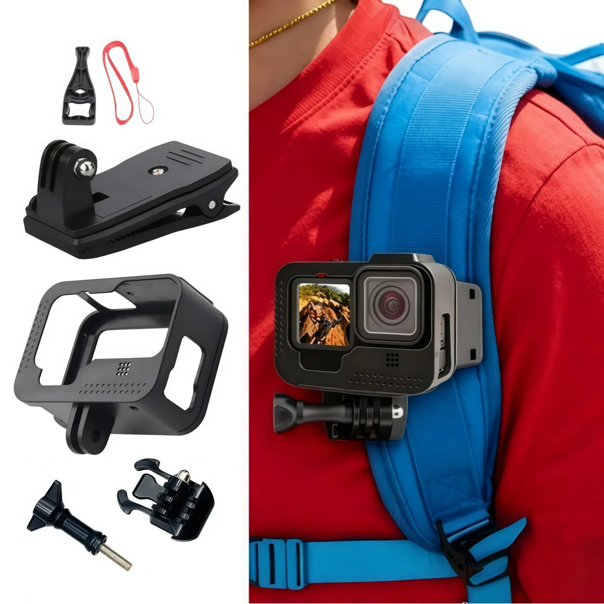 

Backpack Strap Clip 360-Degree Rotating Multifunctional Hat Clip Suitable for Gopro 9/10/11/12/13 Action Camera Hot Shoe Anti-Drop Protective Case Mounting Accessories Action Camera Accessories