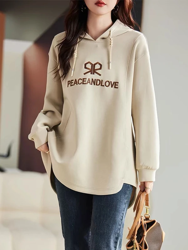 Ele Long Sve المطرزة هوديي المرأة Faion فضفاضة تناسب التخسيس الأعلى الكورية Sle العلامة التجارية الجديدة تصميم سيدة تخفيف #3