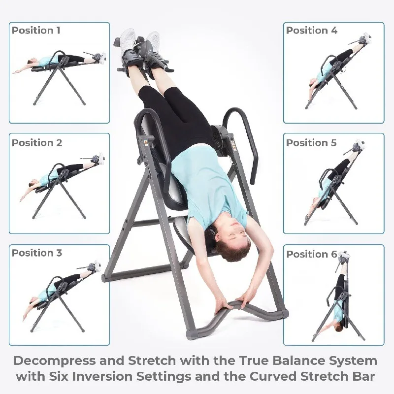 Health Fitness Inverted Stand with Adjustable Headrest, Reverse Adjustable Ankle Retainer, 300 Lbs Load-bearing Capacity