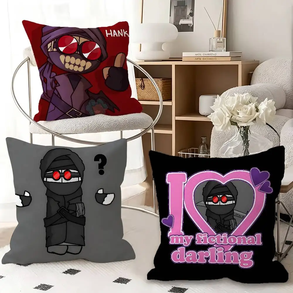 1pc MADNESS COMBAT Hank Sharkrobot Pillow Case Fashion Square Pillowcase Bedroom Sofa Room Ins Decoration Leisure