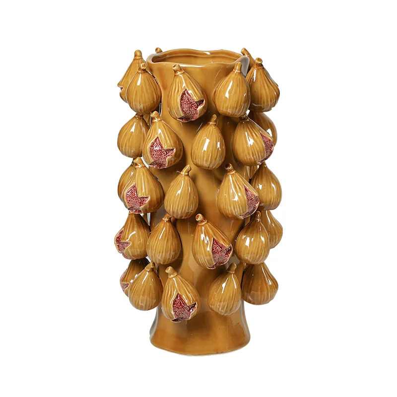 Modern pastoral abstract hand-painted fig ceramic vase cross-border home living room dining table creative home ornament
