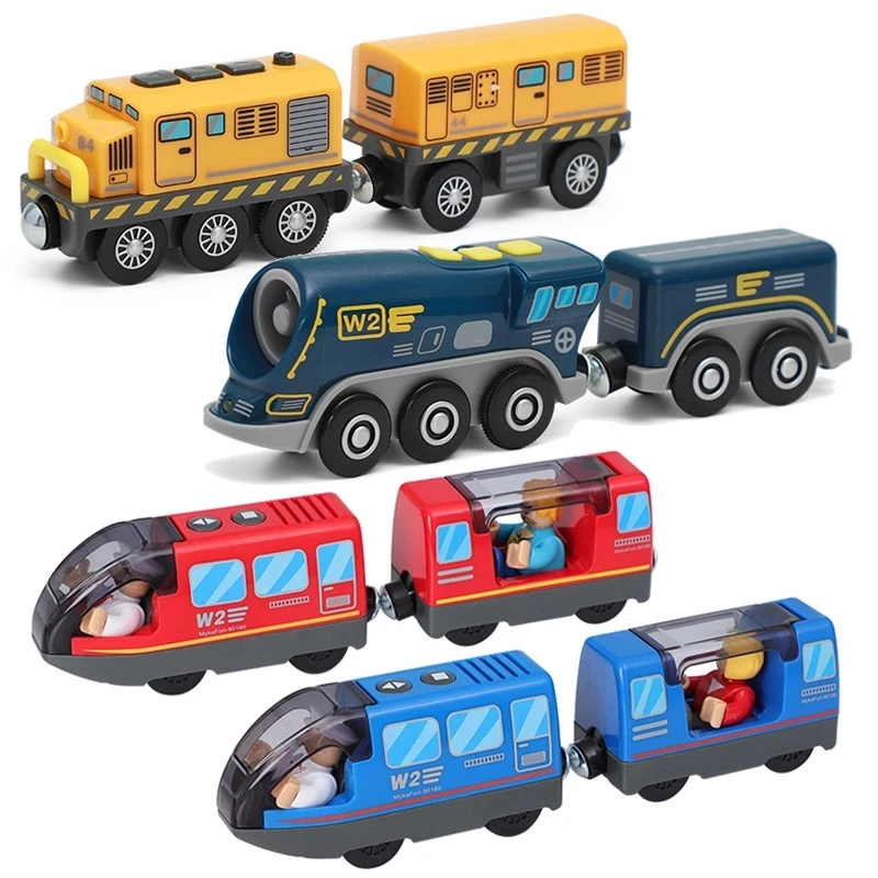 Ensemble de train électrique RC pour enfants, lomatéritive, magnétique, moulé sous pression, fente, jouet adapté à la marque, voies ferrées en bois,