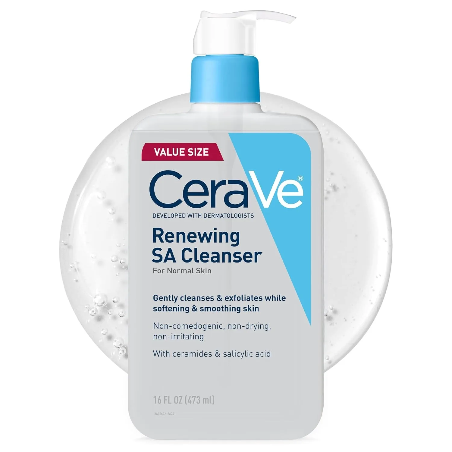 CeraVe SA Smoothing Cleanser For Dry Rough Bumpy Skin, Fragrance Free SA Gel Nettoyant Anti-rugosités 8 FL OZ (236ml)