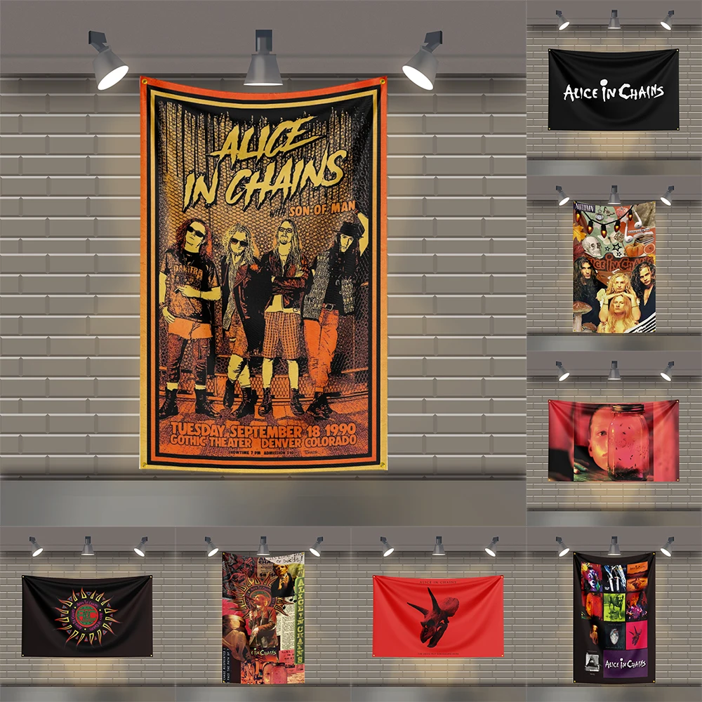 

3x5 Ft A-Alice in Chainss Heavy Metal Band Flag Rock Music Wall Banner for Bedroom Studio Bar Concert Outdoor Decor