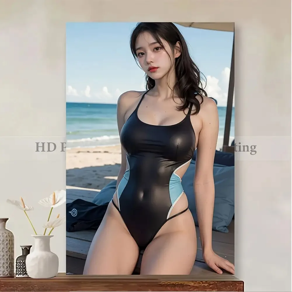 2026--Modern Beach Metal Wall Art Bathing Suit Figure Unframed Home Decor Gift