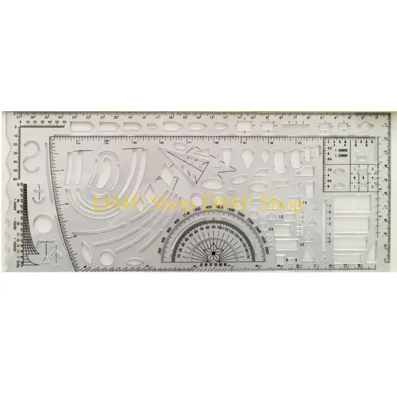 D84F Resin Drawing Template Drafting Ruler Stencil Measuring Tool Practical