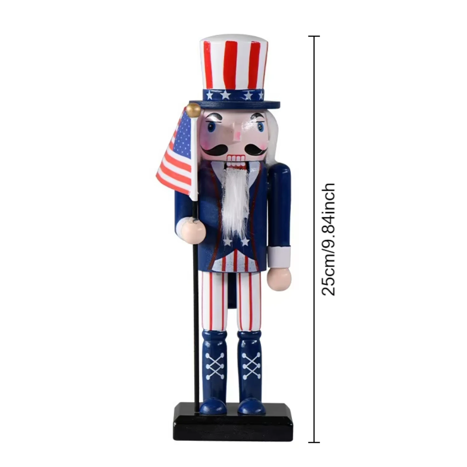 

2024 New Christmas decorations 25CM States America soldier wooden tin soldier nutcracker for Xmas gift exquisite crafts