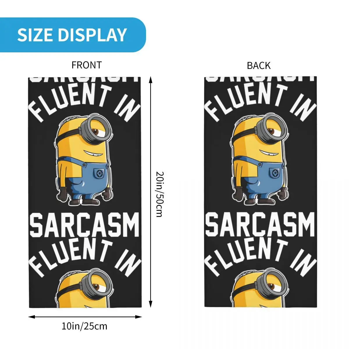 Minions Fluent In Sarcasm Smirk Portrait Despicable Me Bandana Neck Gaiter Printed Motocross Face Scarf Hiking Unisex Adult