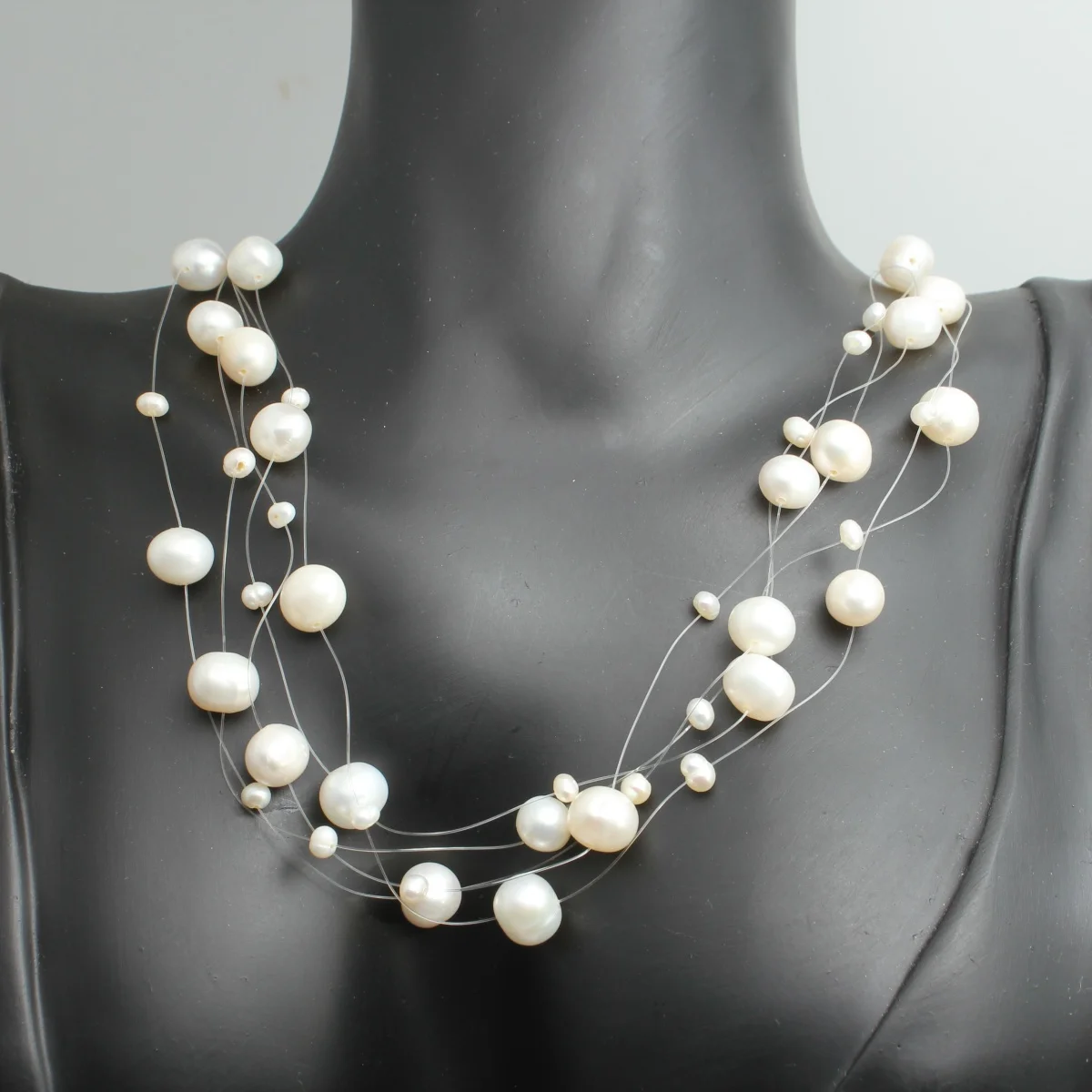 

Starry Sky 3mm and 7mm freshwater pearl multi ring finished necklace 40-45CM Valentine's Day gift