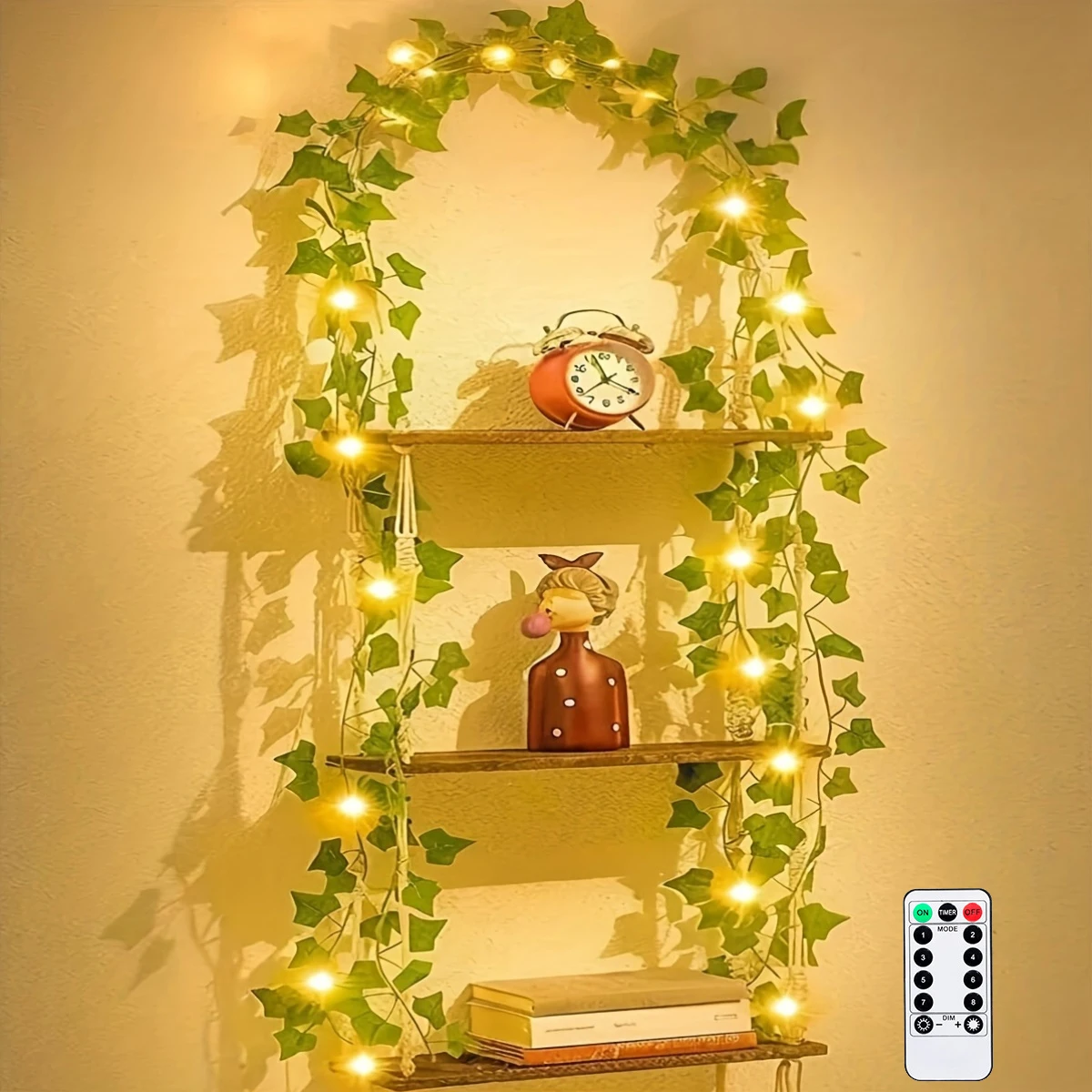 5M 10M Artificial Ivy Garland Lights 8 Mode Remote Battery Waterproof Leaf Vine Fairy String Light for Bedroom Wedding Christmas