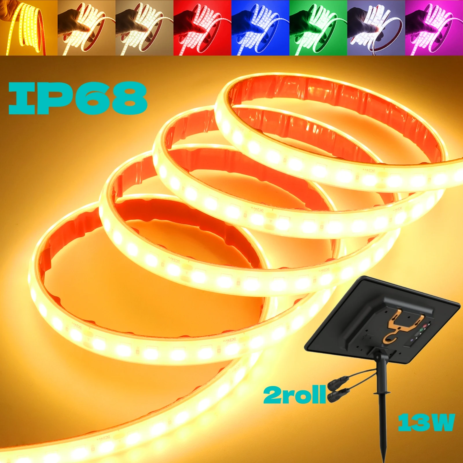 IP68 Solar LED Strip Lights DC 24V SMD2835 120Leds/m Flexible Ribbon with Self-Adhesive Tape Garden Lamp RA90 Linear Lighting