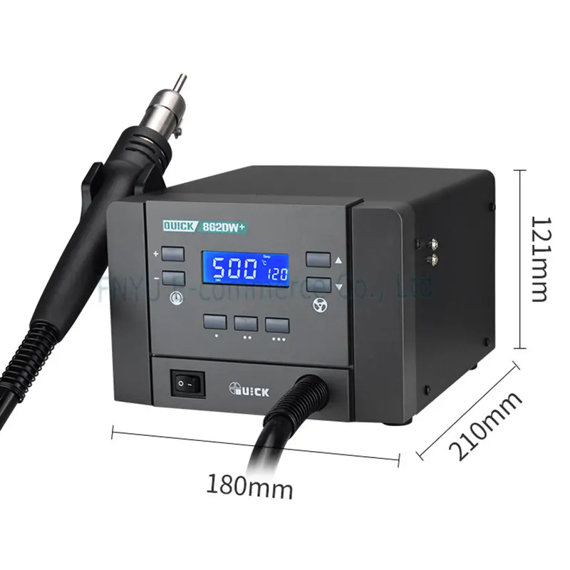 Stazione di saldatura con display LCD QUICK 862DA+/862DW+ Brushless Smart Stay Pistola ad aria calda Ciclone/Stazione di rilavorazione per saldatura a vento dritto