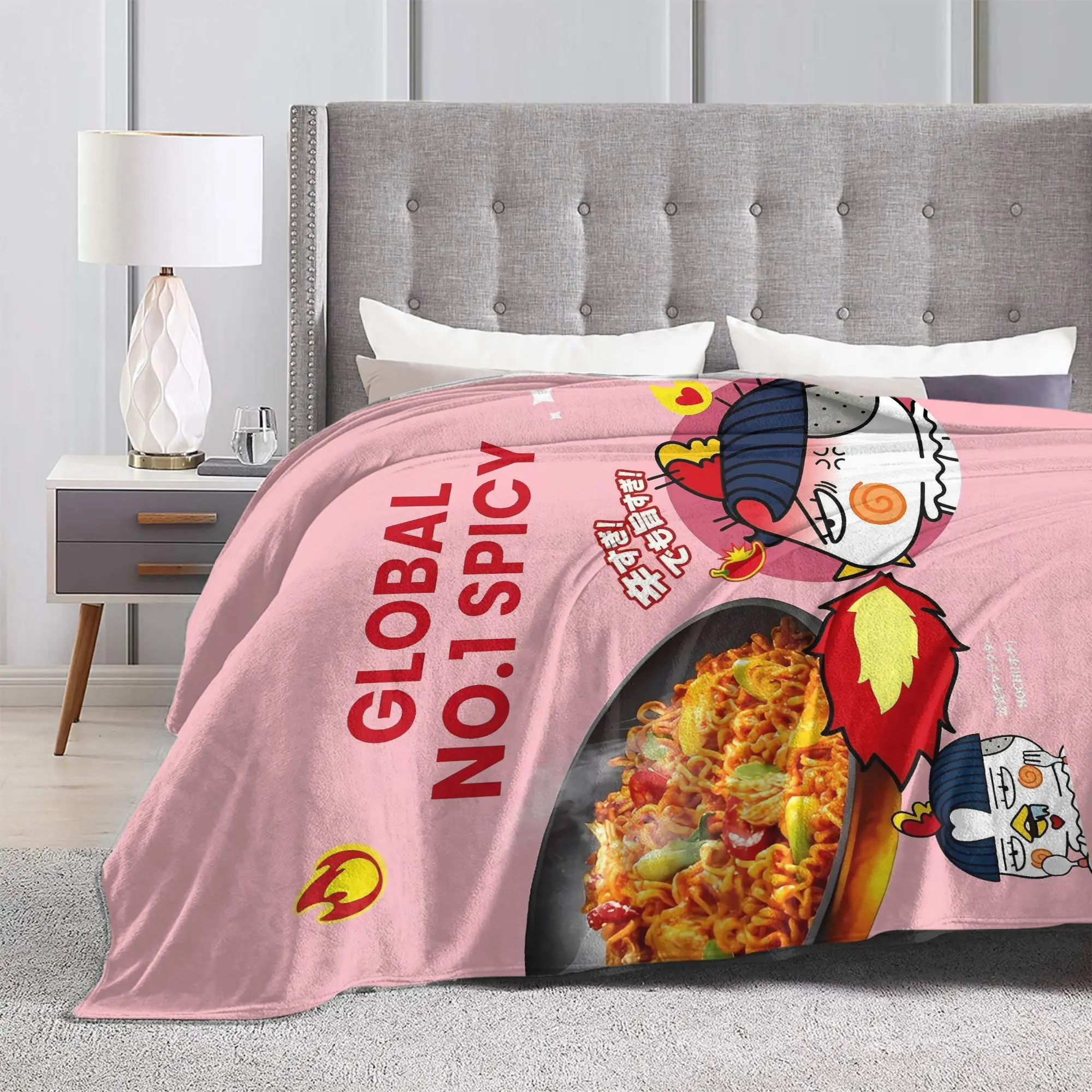 Spicy Chicken Noodles Hot Buldak Blanket Travel Office Flannel Bedding Throws For Living Room Soft Warm Design Quality Bedspread view 3