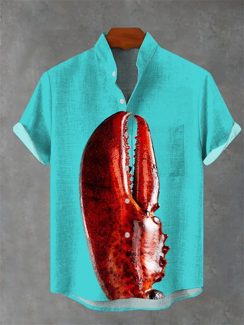 Men's Short sleeved Shirt, Hawaiian Passionate Samba 3D Printed Beach Ring, Breathable Fashion Collar, Summer