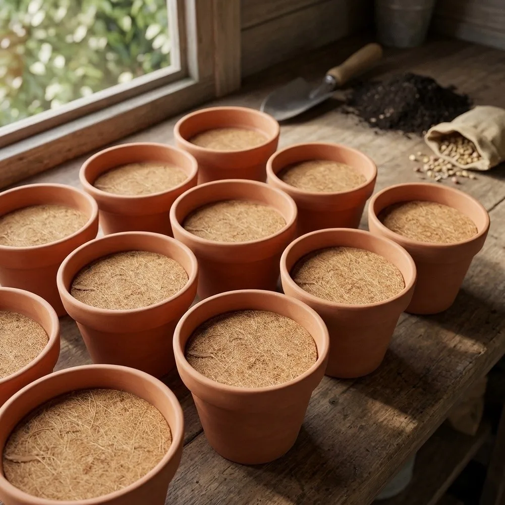 Cuttable Coconut Coir Round Mat for Plant For Pots Drainage Hole Liner Natural Fiber Breathable Gardening Essential