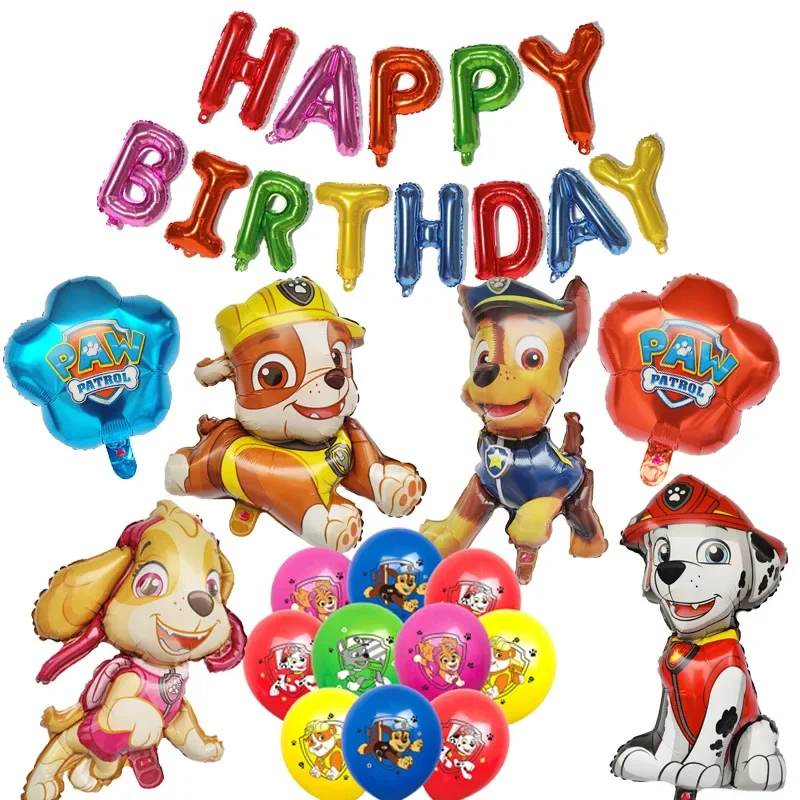 

29pcs Paw Patrol Cartoon Dog Balloon Ryder Chase Skye Everest Aluminum Film Balloon Toys Children's Birthday Party Decoration
