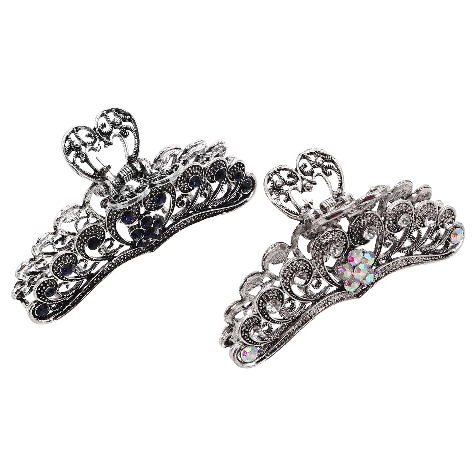 

2Pcs Large Rhinestone Vintage Hair Claw Clips Crystal Jaw Clips Boho Metal Clamps Secure Hold Thick Hair Party Wedding