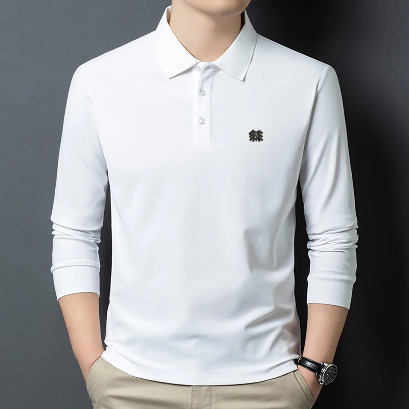 

Мужские рубашки поло с отложным воротником, Новое поступление 2025, элитные повседневные деловые футболки на весну и осень