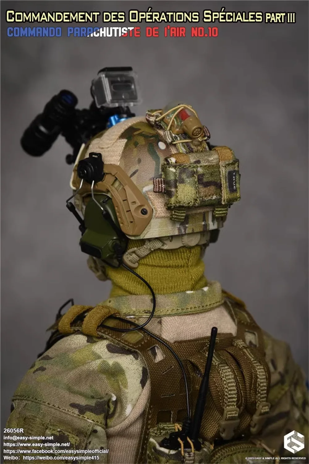 1/6 Easy&Simple ES 26056R Commandement Des Operations Part III Commander Toys Model Head Helmet Communication Accessories DIY