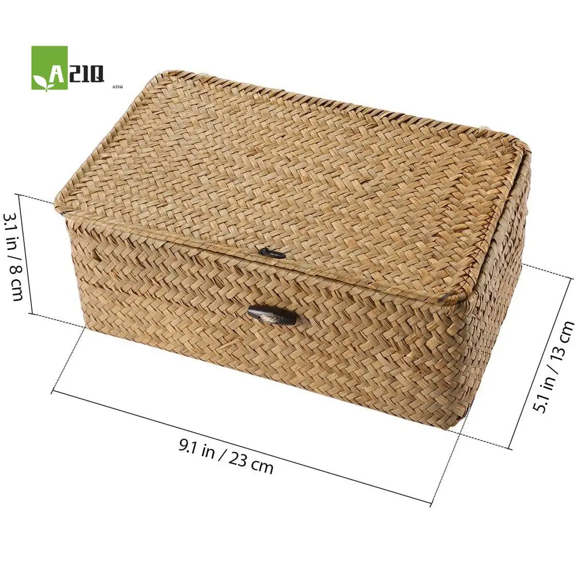 

A21Q -Seagrass Hand Woven Storage Box Storage Box Storage Basket Makeup Organizer Multipurpose Container With Lid