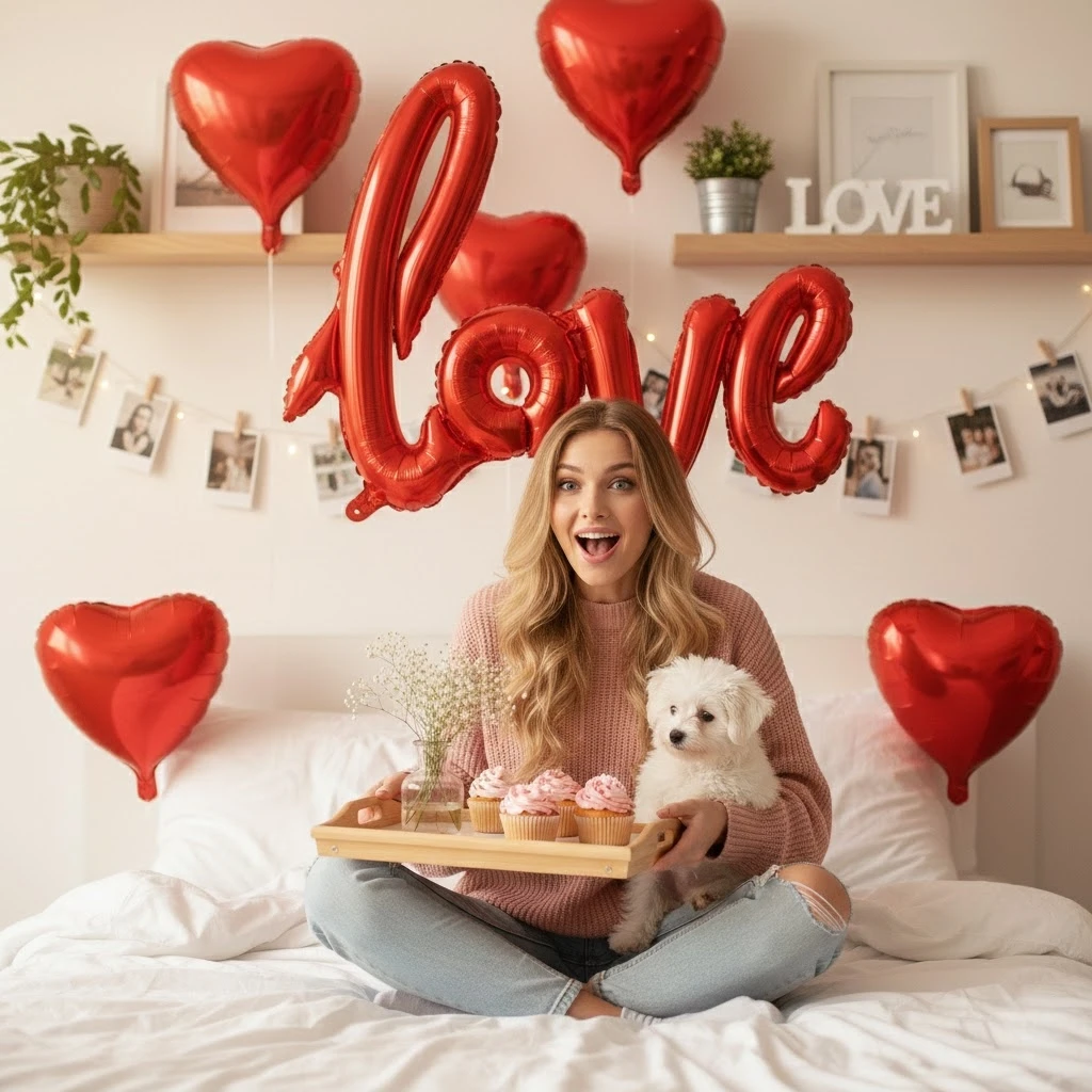 5 Stück 40 Zoll LIEBE & 18 Zoll Herz-Rotfolienballons – Fotokabinen-Hintergrund für Valentinstag, Hochzeit, Paar-Foto-Requisiten-Dekoration