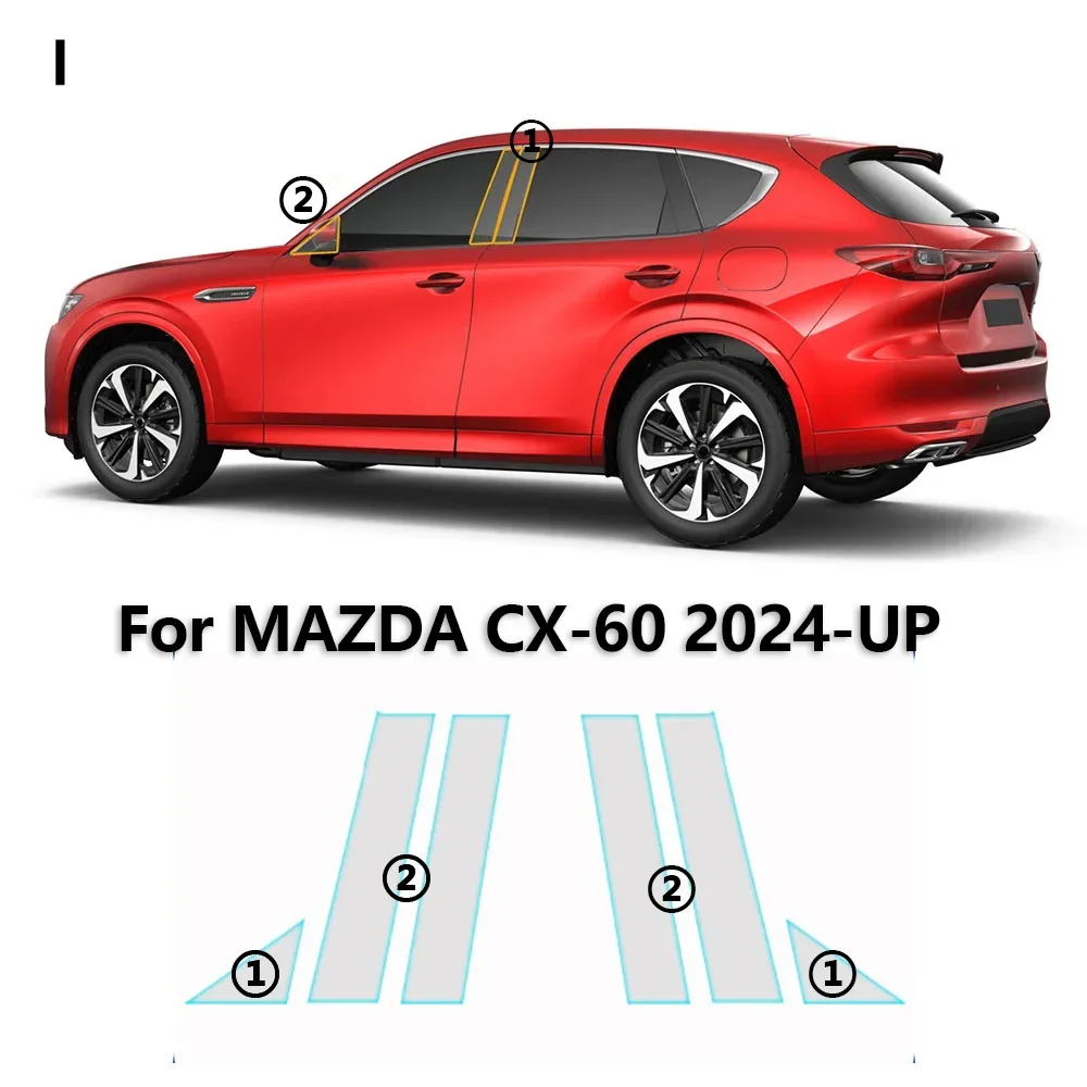 

For Mazda CX60 CX-60 2024 2025 Car Headlight Rearview B C Pillars TPU Paint Protection Film Pre-cut Clear PPF Anti-scratch Bra
