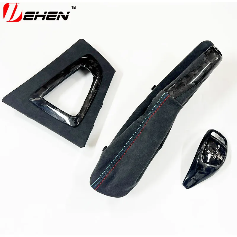 

Для BMW 3Series F30 F32 F34 F36 M3 F80 M4 F82 F83 Алькантара из настоящего углеродного волокна, базовая ручка шестерни, ручной тормоз, приборная панель, отделка LHD
