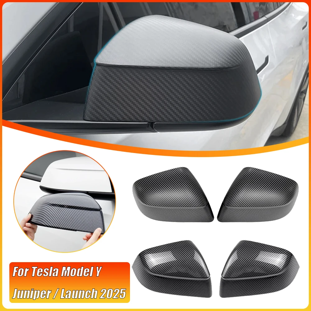 

Rear View Mirror Shell Replacement Cover for Tesla Model Y Juniper / Launch 2025 Carbon Pattern Rearview Mirror Caps Shell Case