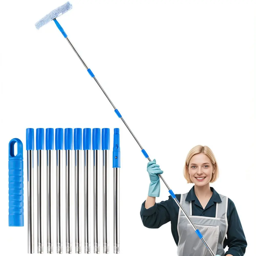Extendable Pole Window Squeegee Set Stainless Steel Washer For High Glass Surfaces Office Hotel Maintenance Essential