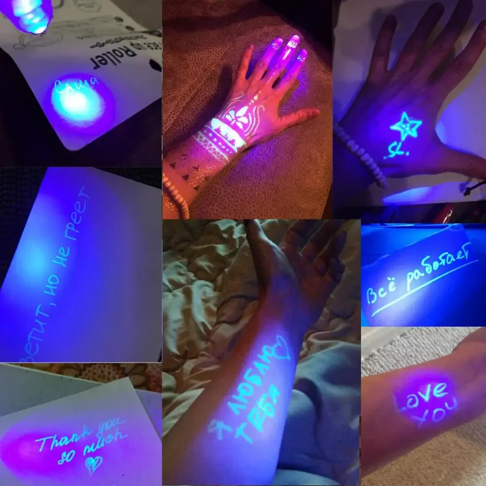 8 teile/los 2 in 1 magischer Lichts tift unsichtbarer Tinten stift, geheime Nachrichten stifte, zum Zeichnen von Spaß aktivität Kinder party begünstigt Geschenk – Detail 3
