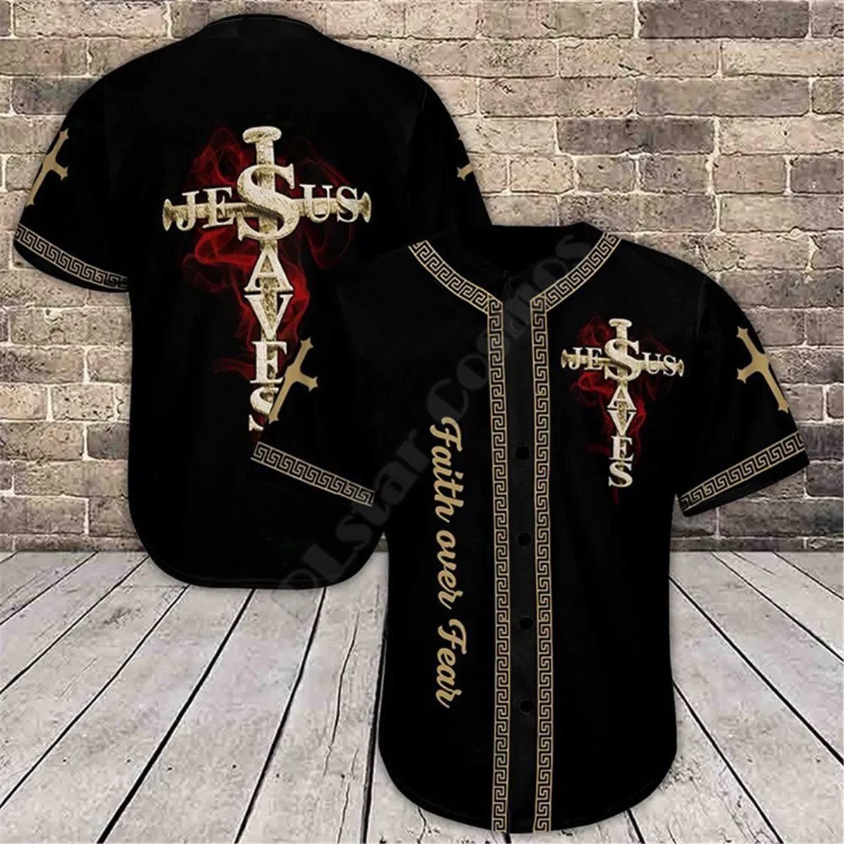 Jesus Faith Over Fear Baseball Jersey Shirt Baseball Shirt 3D All Over Printed Men's Shirt Casual Shirts hip hop Tops