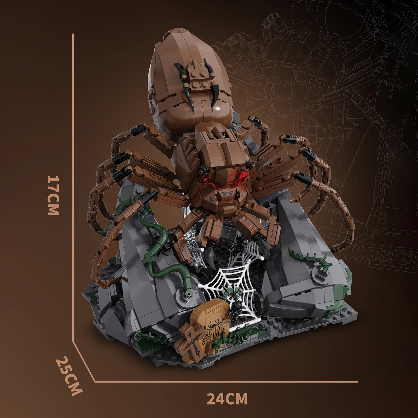 DK7056 modèle d'araignée de loup aux yeux rouges 875 pièces Kit de construction briques d'animaux de la forêt jouet pour enfants Science éducatif cadeau créatif