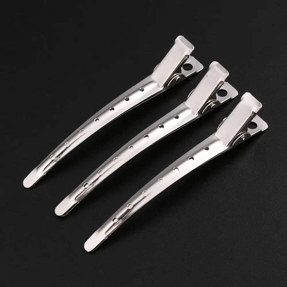 12PCS Professional Stainless Steel  Sectioning Clamp Hair Clip Duck Mouth Fixed hair clip Wavy curls