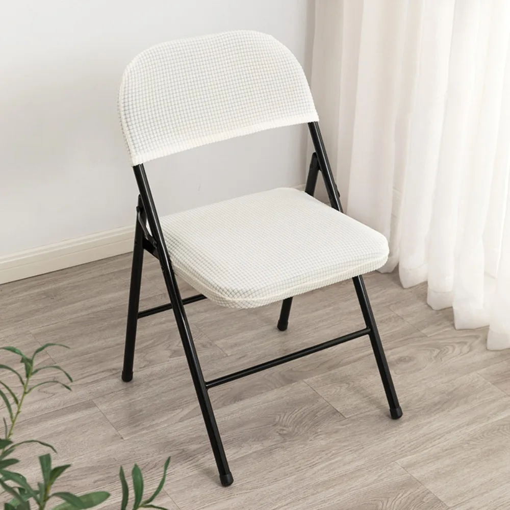 Durable Elastic Folding Dining Covers Universal Dustproof Seat Slipcovers Polar Fleece Backrest Chairs Cover