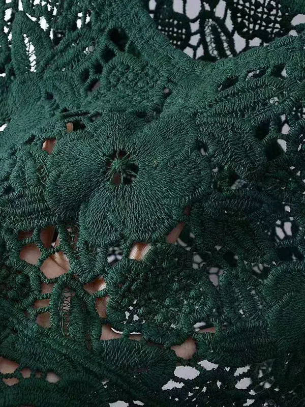 레트로 니트 순면 티드 베스트 크로셰 꽃무늬 디자인 통기성 좋은 편안한 여성용 여름 탱크탑