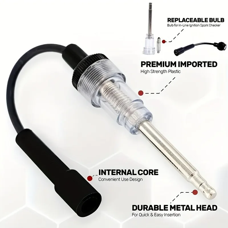 Universal Ignition Spark Tester Engine Diagnostic Tool In Line Checker with Metal Connectors for Car Truck Lawnmower Motorcycle