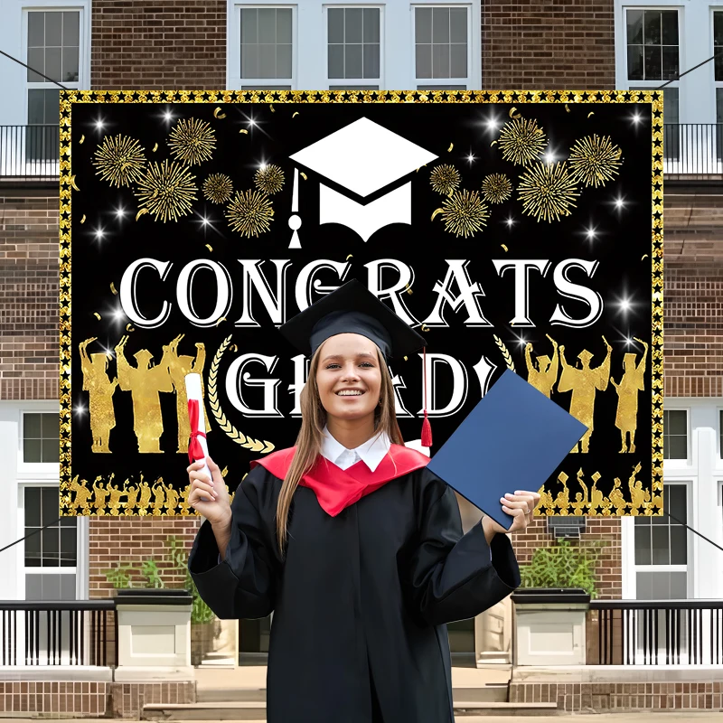 Class of 2024 Graduation Prom Congratulations to Graduates Photo Backdrop Props Happy Photography Wall Disposable Party Props