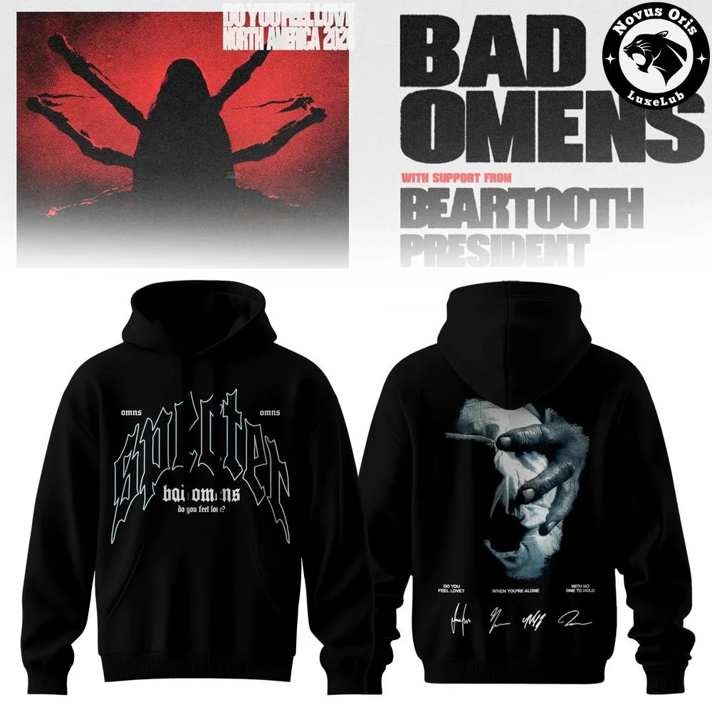 2026 Bad Omens Beartooth President Hoodie Front Back Print Unisex Oversized Hooded Sweatshirt Metal Band Concert Fans