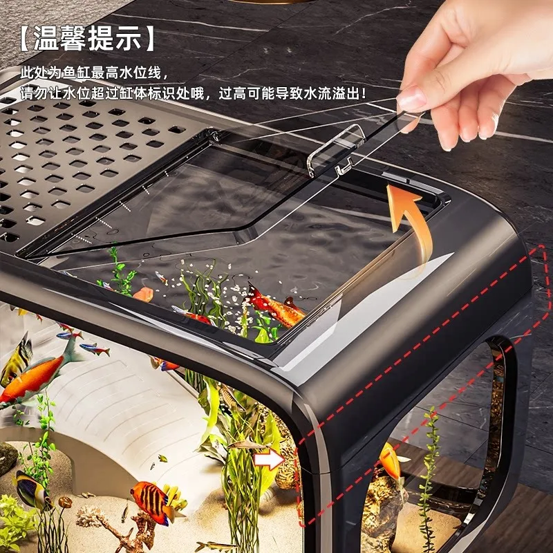 Transparent Covered Aquarium Tank | Desktop Ecological Fish Tank for Goldfish & Turtles Living Room Decor Landscape Tank