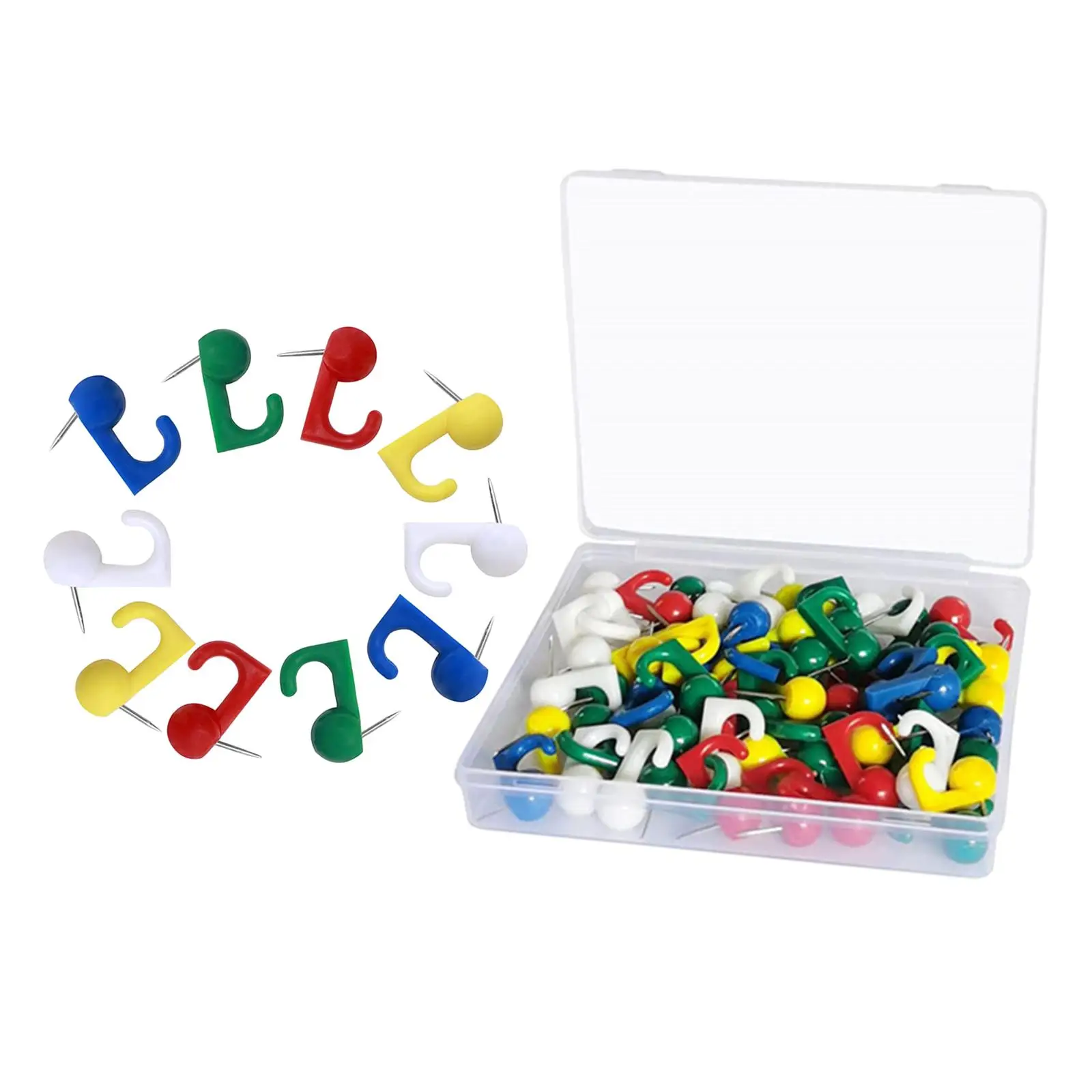 100 Pcs Thumb Tacks Plastic Decorative Hooks Mixed Color Colorful Hangers Tacks for Board Fabric School Decorations