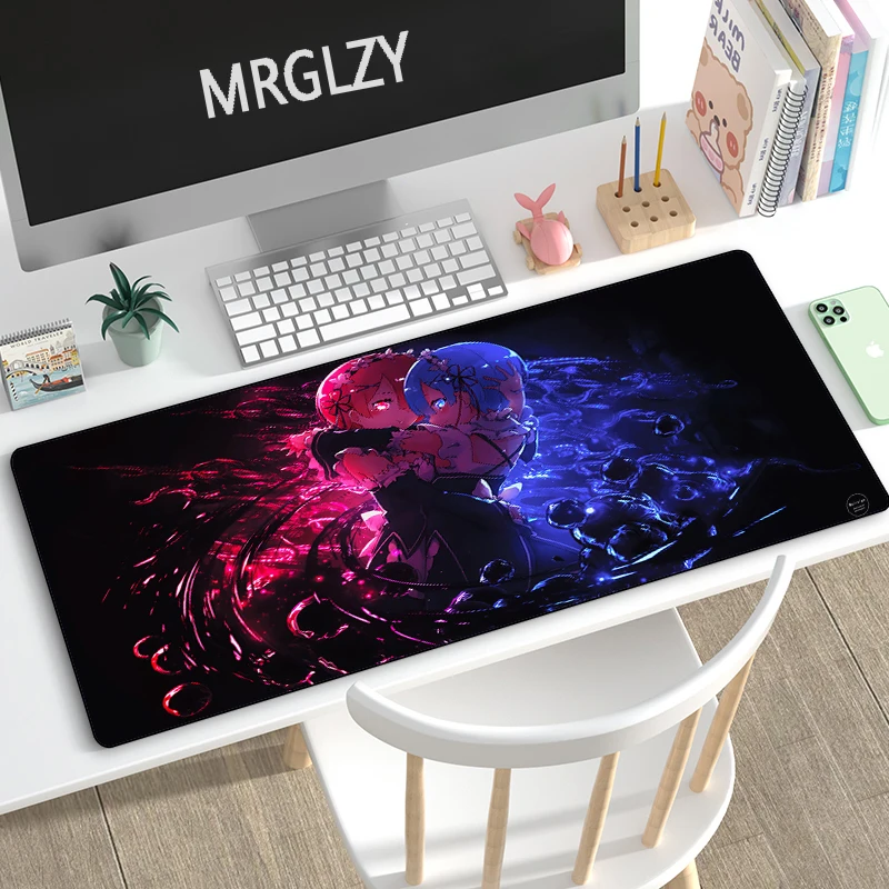 MRGLZY Anime Mouse Pad Cute Sexy Girl Ram Rem Large XXL Desk Mat Placemat Computer Gamer Gaming Peripheral Accessories MousePad