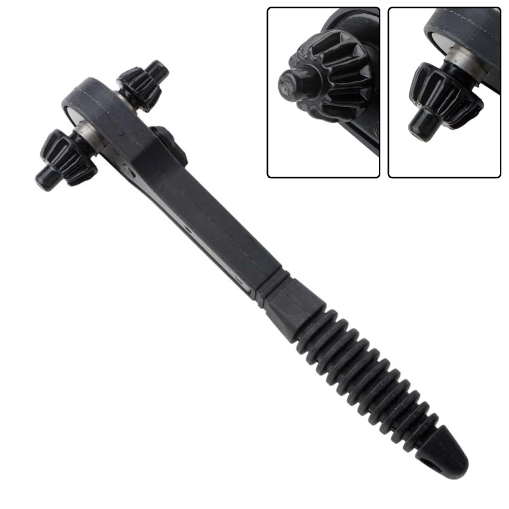 

Key Wrench Ratchet Spanner Wear Resistant For Electric Drills Non-slip Plastic Rubber 45Iron 150mm 2 In 1 Black