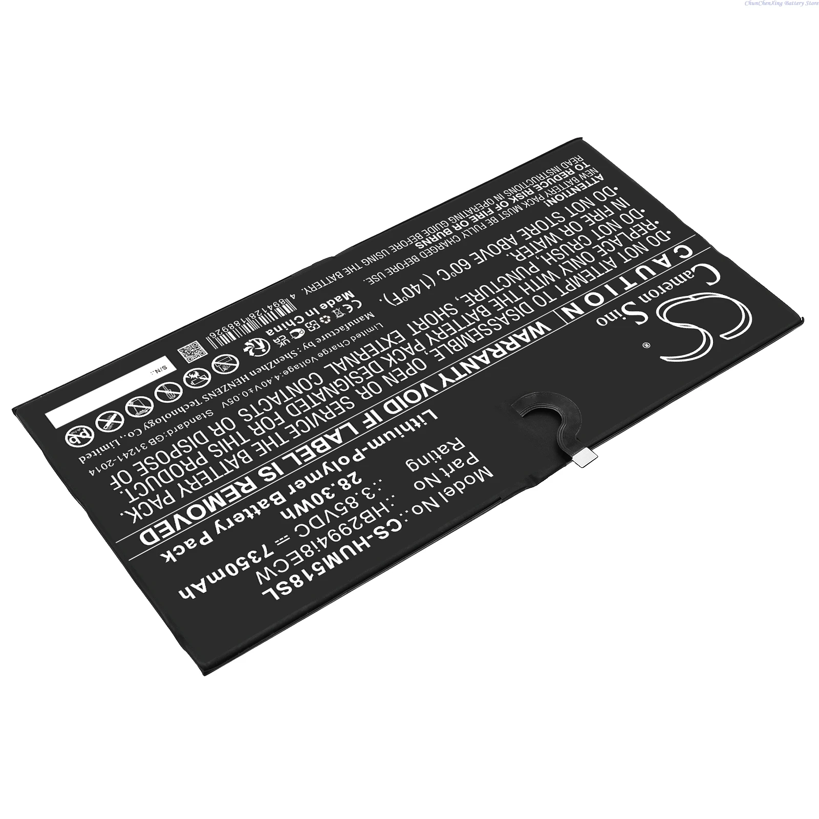 Cameron Sino 3.85V 7350mAh Replacement Tablet Battery HB2994i8ECW for Huawei MediaPad M5 M5 Pro 10.8  CMR-AL09 CMR-AL19 CMR-W09