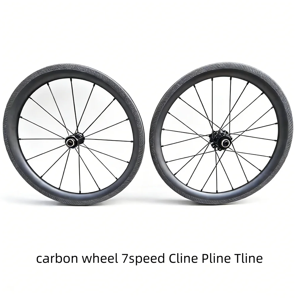 

Folding bicycle 349 carbon fiber wheelset for brompton 7speed rim ceramic bearings 833g C P Tline