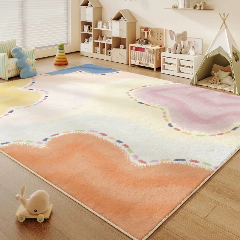 Large Area Living Room Decoration Carpet Dopamine Color Rugs for Bedroom Fluffy Soft Children's Floor Mat Thick Plush Lounge Rug