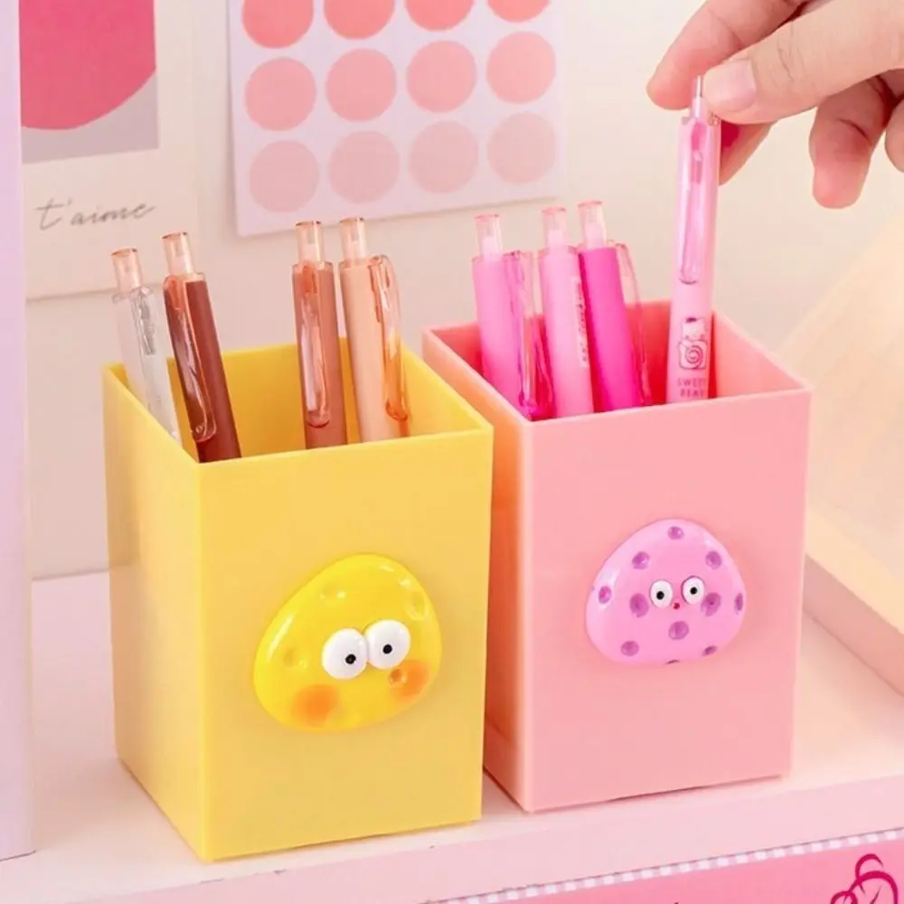 Plastic Pen Holder High Quality Stationery Large-capacity Pencil Container Candy Color Desktop Storage Cheese Pencil Holder