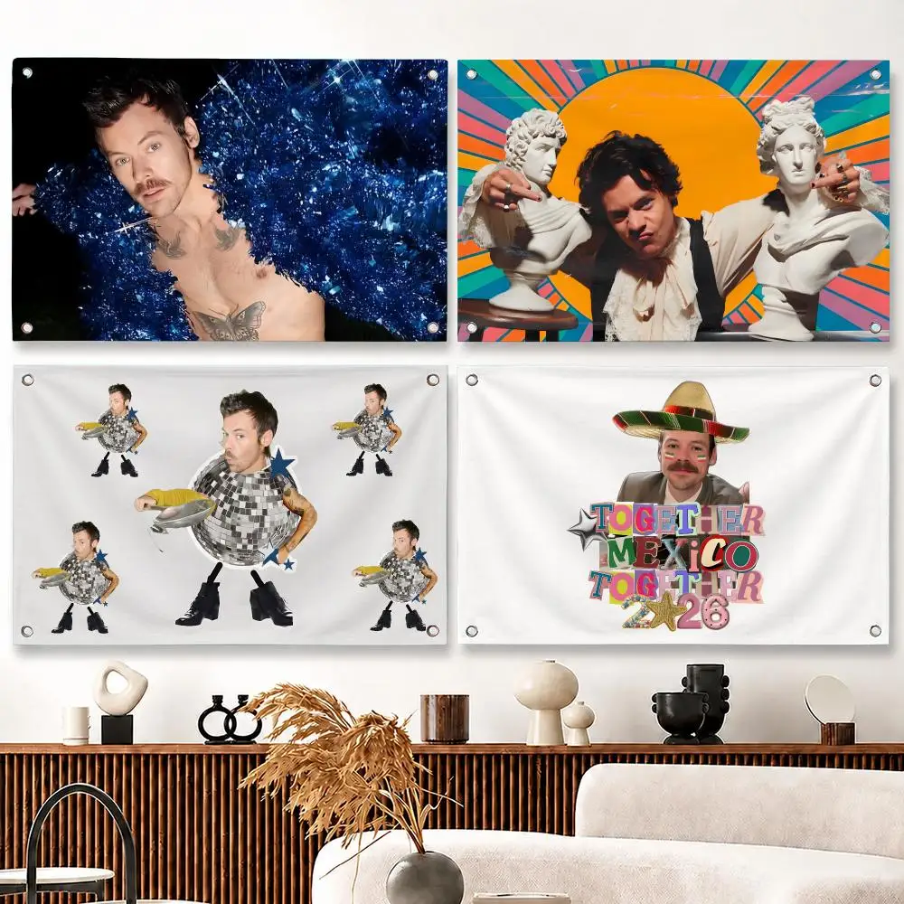Harry Styles Singer Music Flags Flag Soft skin-friendly Durable Tapestry Outdoor Flaga party Home living room bedroom Decoration